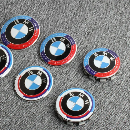 BMW 50th Anniversary Badge Set For Front Hood/Rear Trunk/Steering wheel/Wheels